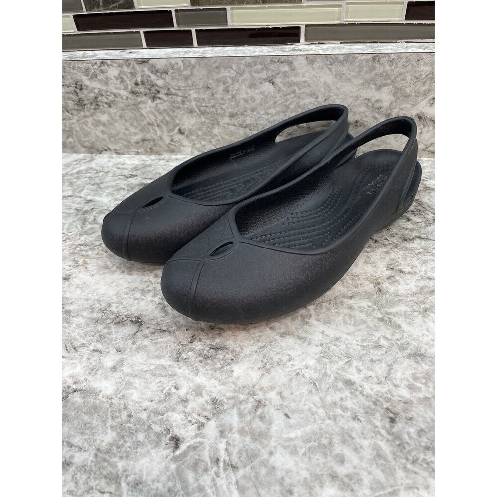 Crocs Olivia II Women’s Size 6 Black Iconic Comfort Flat Sling Back Ballet flat